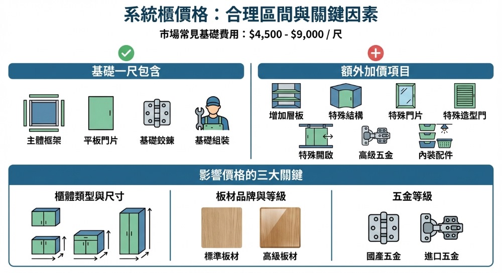 影響系統櫃價格的因素圖表解釋