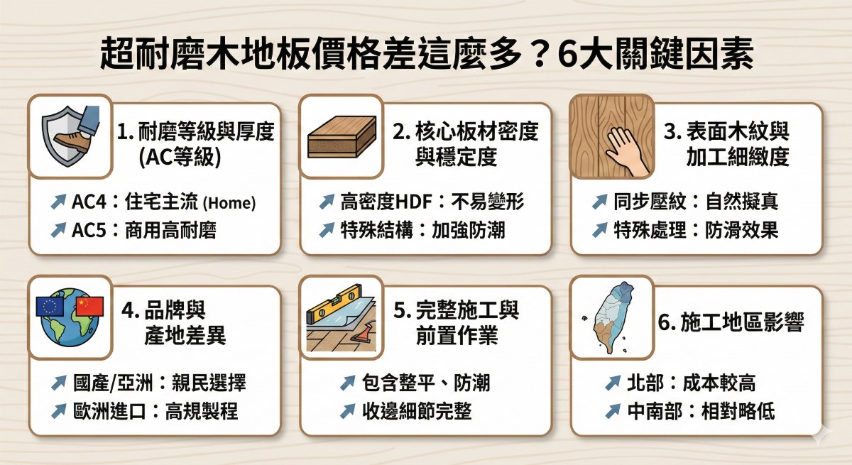 影響超耐磨木地板價格的因素說明圖