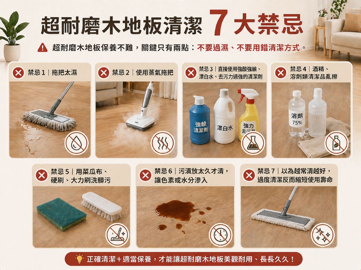 超耐磨木地板清潔禁忌7大指南