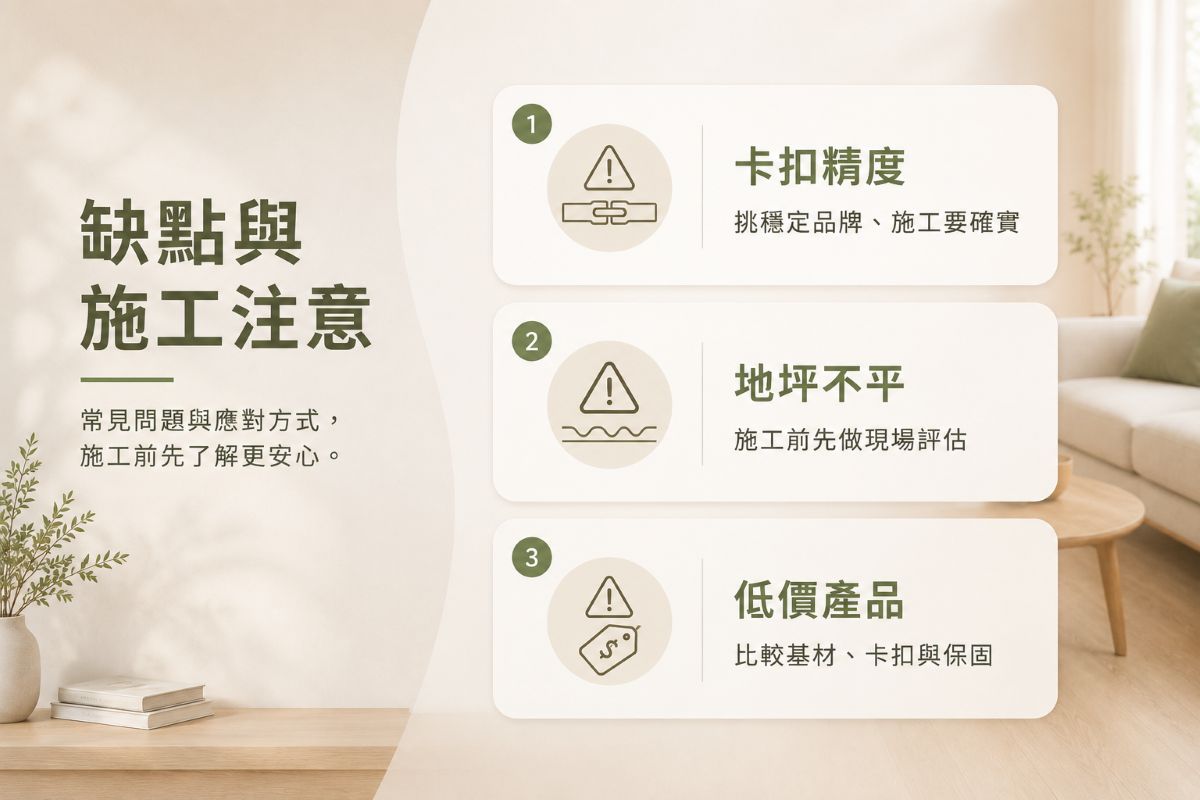 卡扣式超耐磨木地板缺點示意圖