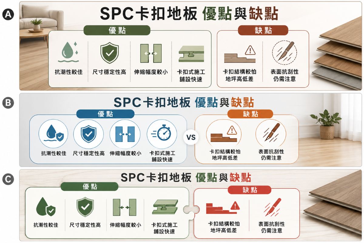 SPC卡扣地板優點和缺點比較圖