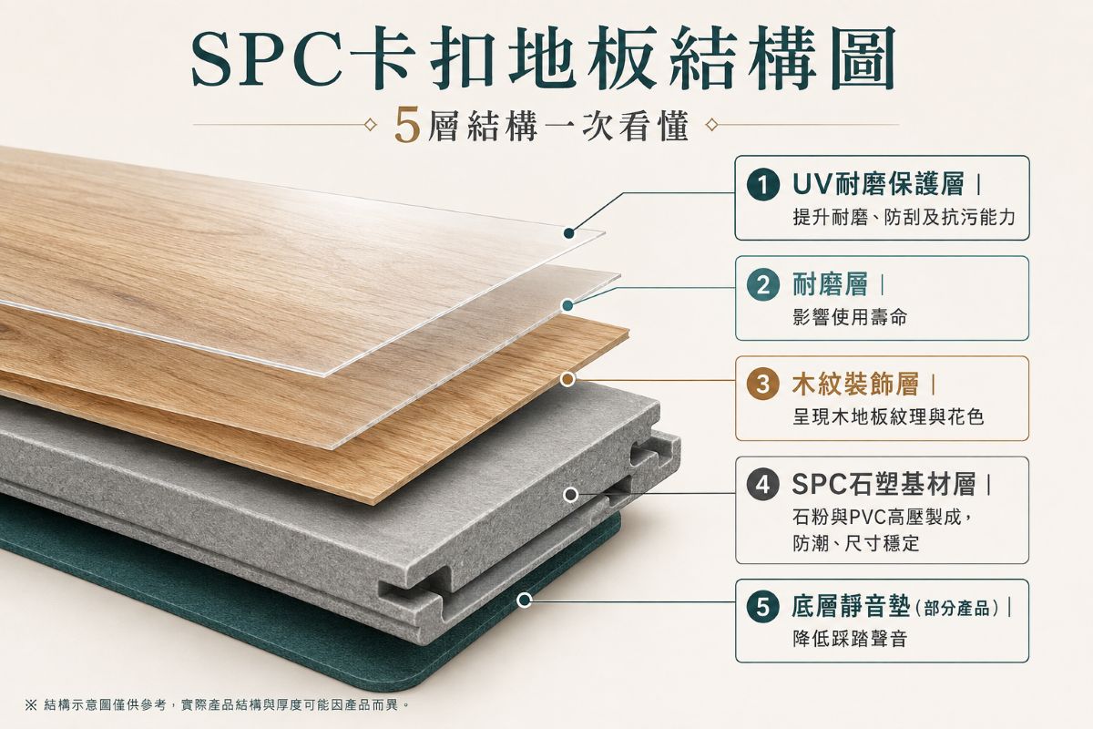 SPC卡扣地板結構示意圖