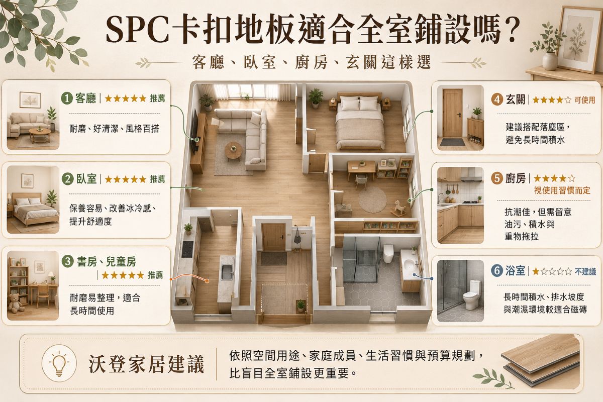 SPC卡扣地板適合家裡全鋪嗎 整理圖