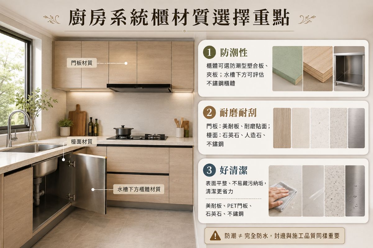 廚房系統櫃材質選擇重點